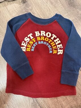 Garanimals Red Body Navy Blue Raglan Long Sleeve Top - "Best Brother" Graphic